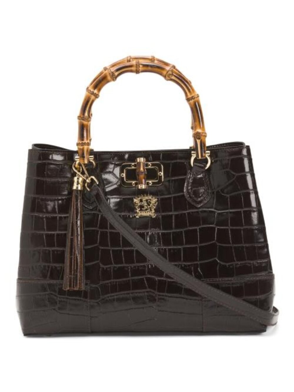 PRATESI Made In Italy Leather Triple Compartment Satchel
